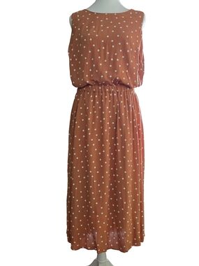 Lane Bryant Rust Polka Dot Sleeveless Midi Dress
